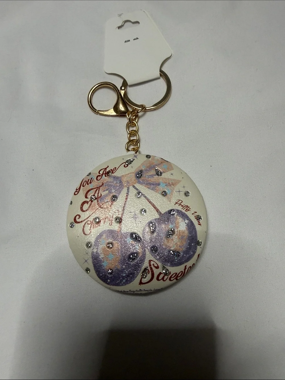 Sets of 3 Cherry Graphic Keychain Trio – Red & Cream Charm Set Mirrors